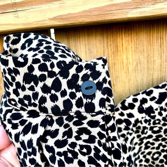 MNG Mango Blouse Shirt Leopard Print Long Sleeve Ruffled Neck Sz. 10 - Picture 5 of 8